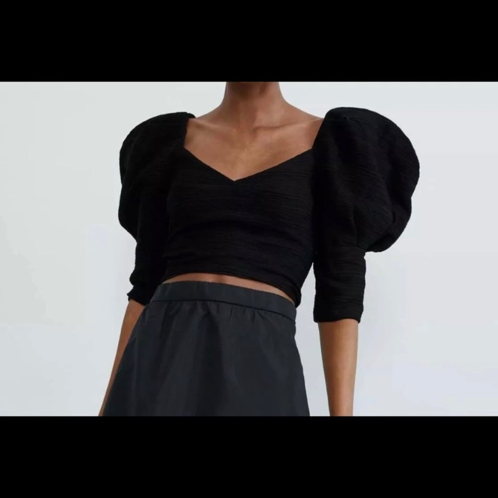 Zara Puff Sleeve Smocked Back Top